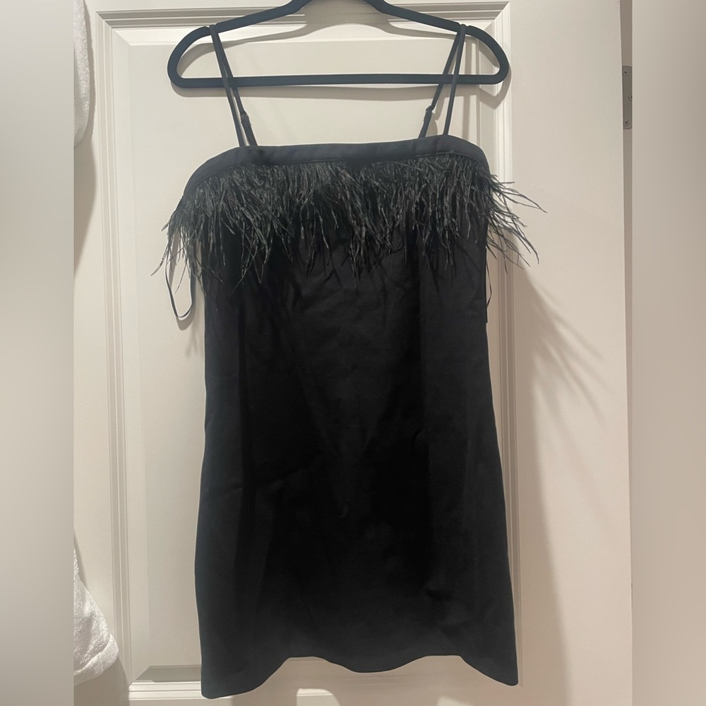 NWT Black Bodycon Feather Dress